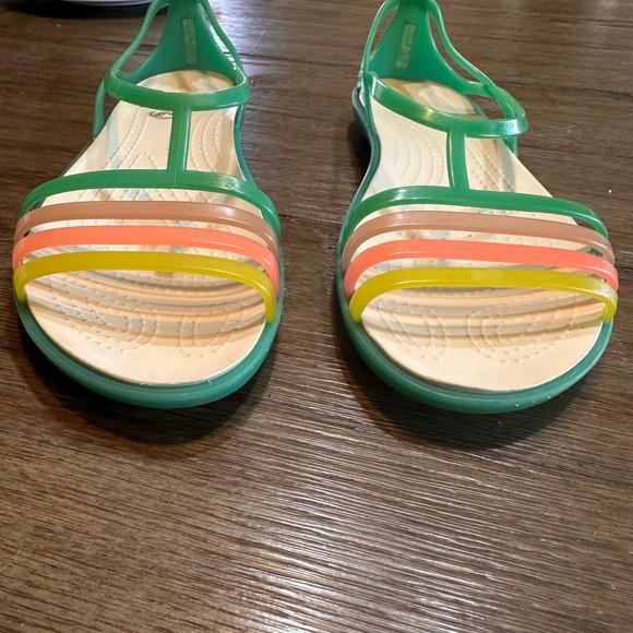 Retro Crocs Tulum Green Sandal Women's Size 7 Colorful Straps Jelly Shoes - Picture 3 of 9